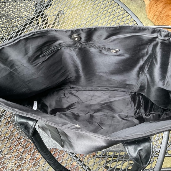 Blingy Stylish Satin Vegan Leather Glitter Double Handle Tote Bag! - Picture 12 of 16